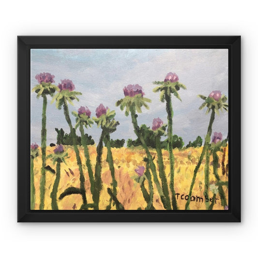 Purple Flowers, Framed Canvas