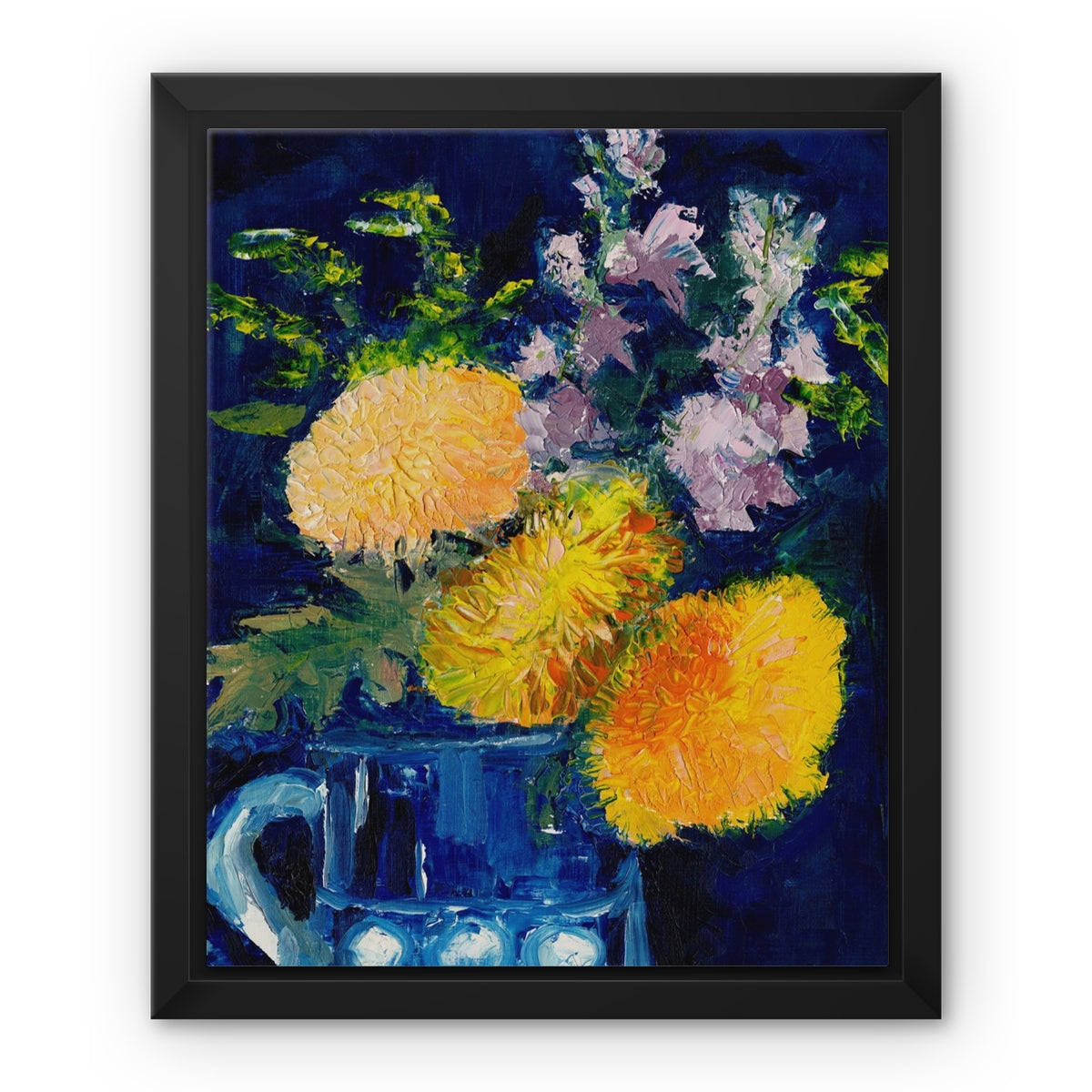 Yellow Blooms Framed Canvas