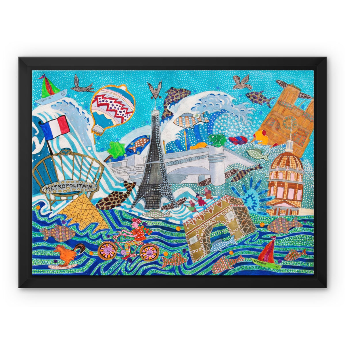 Tsunami Paris Framed Canvas